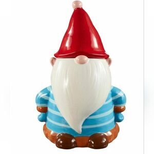 🇬🇪🔹️NIB Holiday Time Gnome Hand Painted Ceramic Cookie Jar
